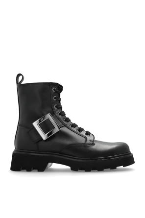 ショートブーツ・ブーティ GIVENCHY BLACK LEATHER TREKKER ANKLE BOOTS Givenchy Trekker Leather Combat Boots | Black | FARFETCH